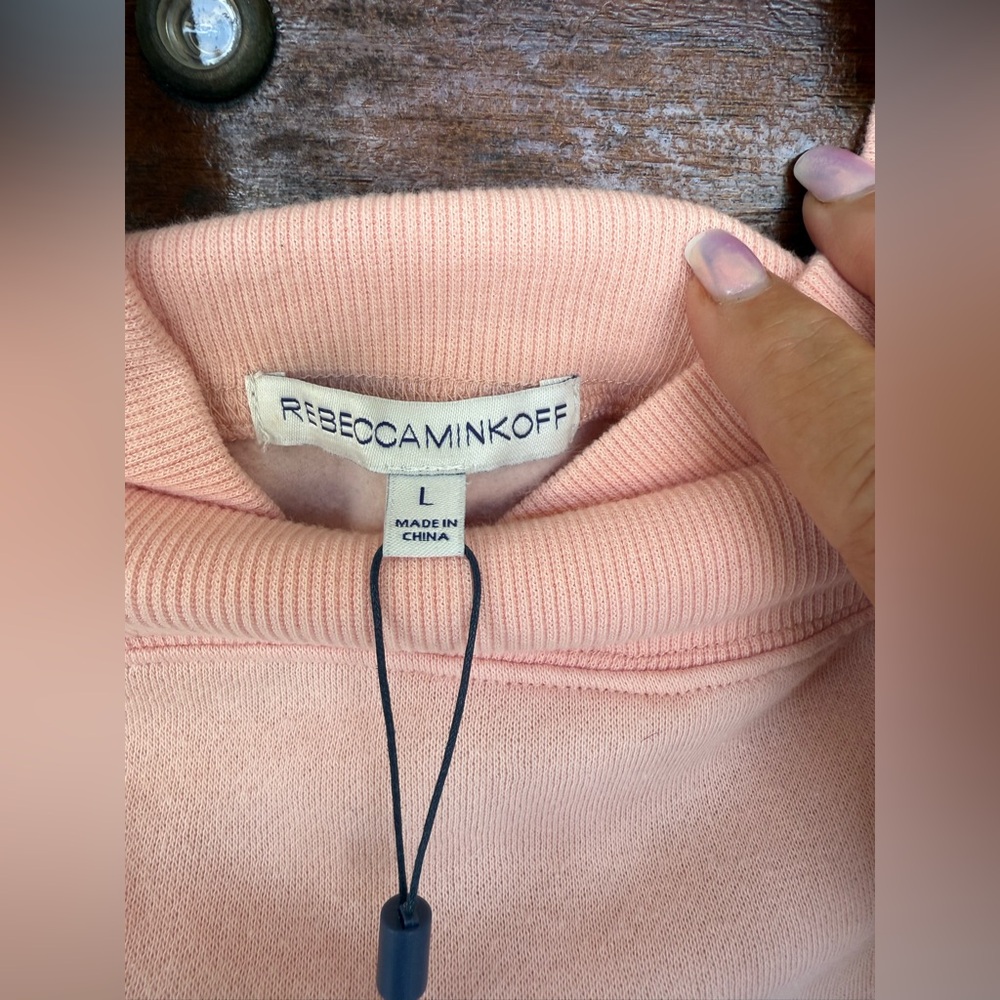 Rebecca Minkoff Light Pink Off-Shoulder Long Sleeve Demi Sweatshirt, Large, NWT - Picture 6 of 11